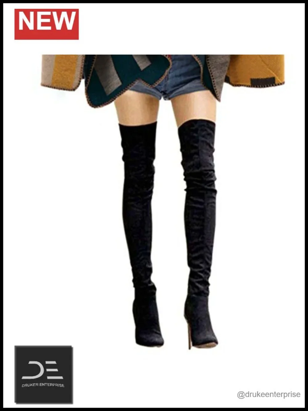 Thigh High Boots Women's Over The Knee Pointed Toe Suede PU Stiletto Heel